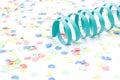 Colourful party paper ribbons and confetti Royalty Free Stock Photo