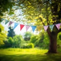 Colourful Party Pendant Bunting String Outdoor Garden Spring Summer Background Royalty Free Stock Photo