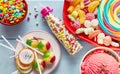 Colourful party sweets, lollipops and ice-cream Royalty Free Stock Photo