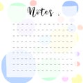 Colourful pastel tone printable or digital sticky note, notepad, page, paper, memo