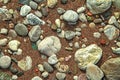 Colourful pebbles on the beach, as background