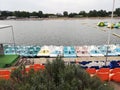 Colourful pedal boats in Belgrade Royalty Free Stock Photo