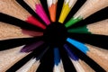 Colourful pencils in the circle