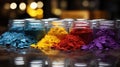 colourful pigments a on a table Royalty Free Stock Photo