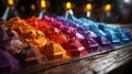 colourful pigments a on a table Royalty Free Stock Photo