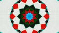 Colourful pixel mandala morphing outwards