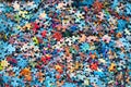 Colourful pixelated puzzle pieces. Abstract background. Royalty Free Stock Photo