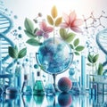 Colourful Plant DNA Spring Time Growth Generative AI Illustration