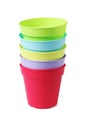 Colourful Plastic Flower Pots Royalty Free Stock Photo