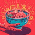 Colourful Poke Bowl Generative AI Illustration