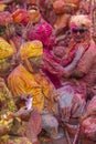 Colourful portrait of a man during samaj at Holi Festival at Nandgaon,UttarPradesh,India,Asia