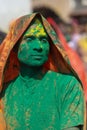 Colourful portrait of a Transgender during samaj at Holi Festival at Nandgaon,UttarPradesh,India,Asia