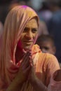 Colourful portrait of a Transgender during samaj at Holi Festival at Nandgaon,UttarPradesh,India,Asia