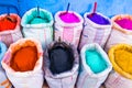 Colourful powders markets in the blue medina in Chefchaouen, Morocco, Africa Royalty Free Stock Photo