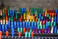 Colourful prayer candles in a church Royalty Free Stock Photo