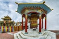 The colourful prayer wheel at the Soma Gompa in the Indiana Himalayas near the Leh Royal palace.