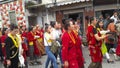 A colourful procession at Darjeeling Mal by tribal Lepcha, Bhutia and Nepalies on account of Durga puja celebration.