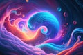 Colourful Psychic Waves, wellness calming spiritual concept Generative AI Illustration