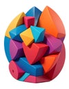 Colourful puzzle cubes. Multicoloured geometric figures. The concept of balance. 3D Royalty Free Stock Photo