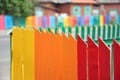 Colourful rainbow fence in Baranovichi, Belarus