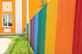 Colourful rainbow fence in Baranovichi, Belarus