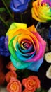 Colourful rainbow rose