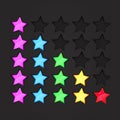 Colourful rating stars on diamond texture