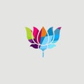 The flower lotus rose colourful mascot style logo design with white background Royalty Free Stock Photo