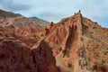 Colourful red rock formations of Skazka canyon,Issyk Kul, Kyrgyzstan