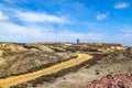 The colourful remains of the former copper mine Parys Mountain near Amlwch on the Isle of Anglesey, Wales, UK Royalty Free Stock Photo