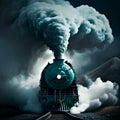 Colourful Retro Steam Train Thunders down a deserted track Generative AI Illustration Royalty Free Stock Photo