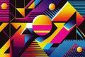 Colourful Retro trendy background pattern Generative AI Illustration