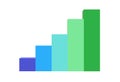A colourful rising bar chart with no axes and no number figures