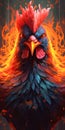 Colourful Rooster Portrait AI Illustration