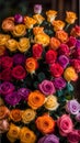Colourful roses on display in the shop illustration Artificial Intelligence artwork generated