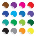 Colourful round stickers on white background