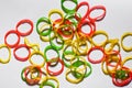Colourful rubber bands in white background Royalty Free Stock Photo