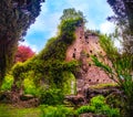 Colourful ruins in Giardino della Ninfa gardens in Latina - Lazio - Italy