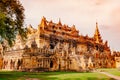 The colourful ruins quiet temple on Mynmar Royalty Free Stock Photo