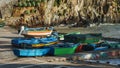 Colourful sailing fisher man boats in Camara de Lobos port, Madeira, Portugal, October 10, 2019