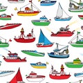 Colourful seamless nautical pattern.