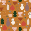 Colourful Seamless pattern with creative decorative in vase,Modern style ,pot, cup.Vector illustration EPS10,Design for fashion , Royalty Free Stock Photo