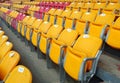 Colourful seats in a sports stadium