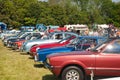 A colourful selection on display at the Fenland Classic Vehicle Show at Ramsey Fen Fair, Ramsey, Cambridgeshire, UK