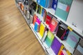 Colourful selection of various sizes and styles of notebooks. Royalty Free Stock Photo