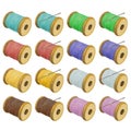 Colourful set of thread spools