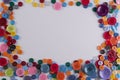 Colourful sewing buttons frame