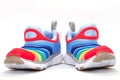 Colourful shoes on isolated white background,front view Royalty Free Stock Photo