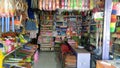 Colourful shop of cleaning materials in india with many cleaning stufs