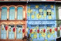 Colourful shop houses and lanterns at Singapore Royalty Free Stock Photo